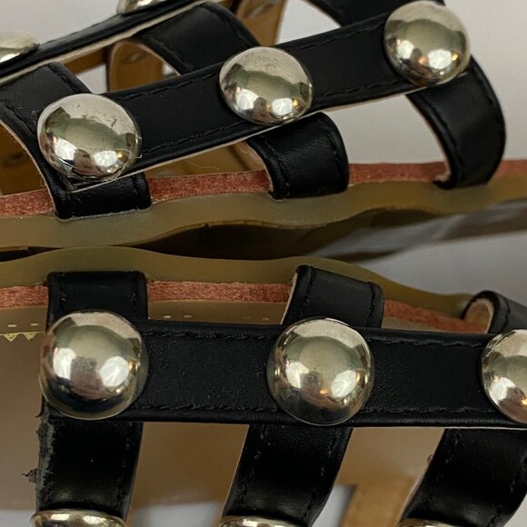 Yoki Black Caged Studded Rocker Biker Sandals Slip On Shoes Womens Size 10 - Picture 4 of 9